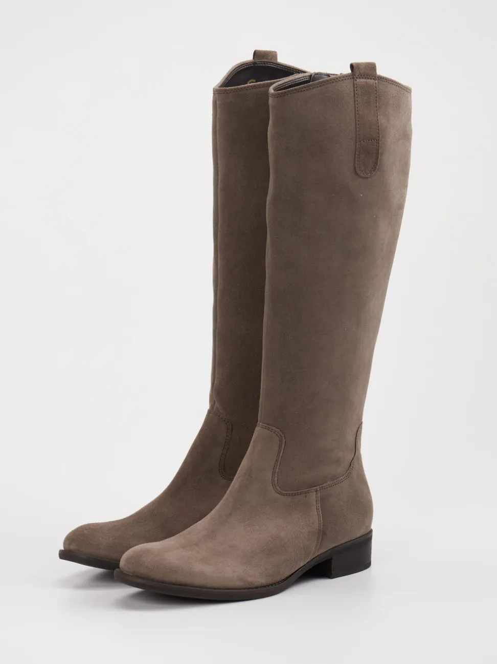 Gabor – Kniestiefel aus Veloursleder in Taupe
