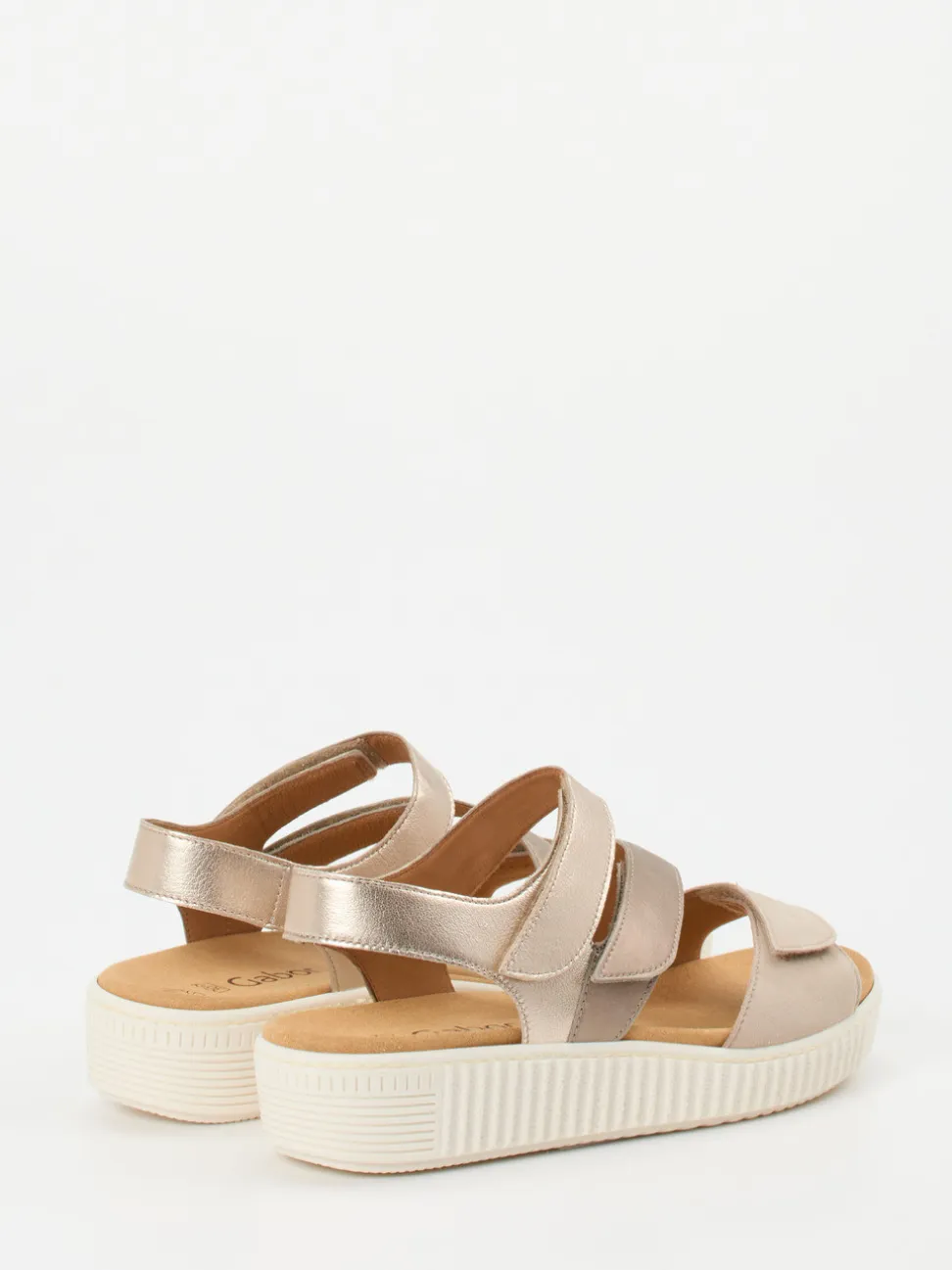 Gabor – Komfortsandalen aus Metallicleder Champagner