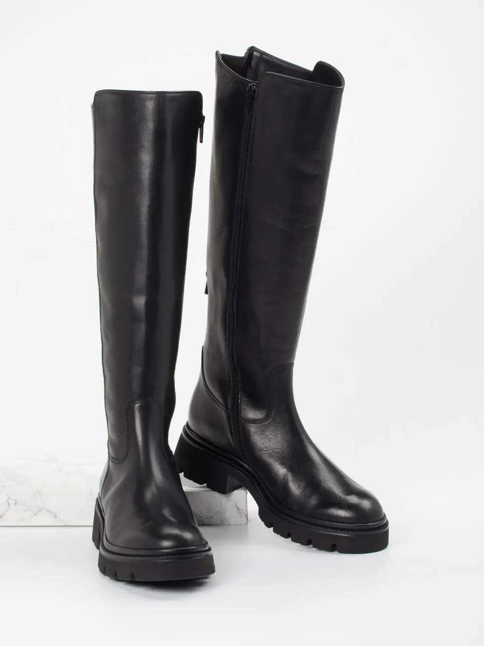 Gabor – Langschaftstiefel aus Glattleder Schwarz