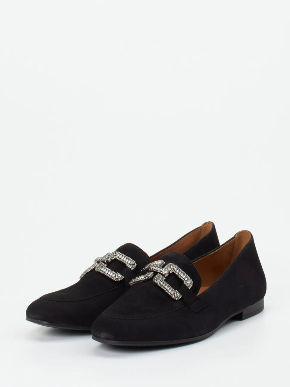 Gabor – Loafer aus Veloursleder Schwarz Strass