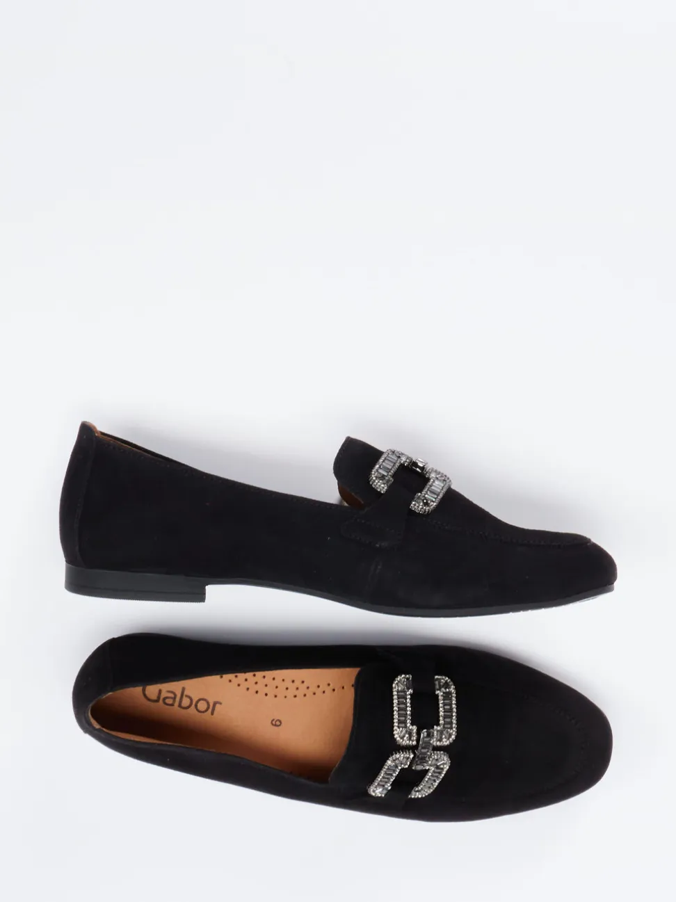 Gabor – Loafer aus Veloursleder Schwarz Strass