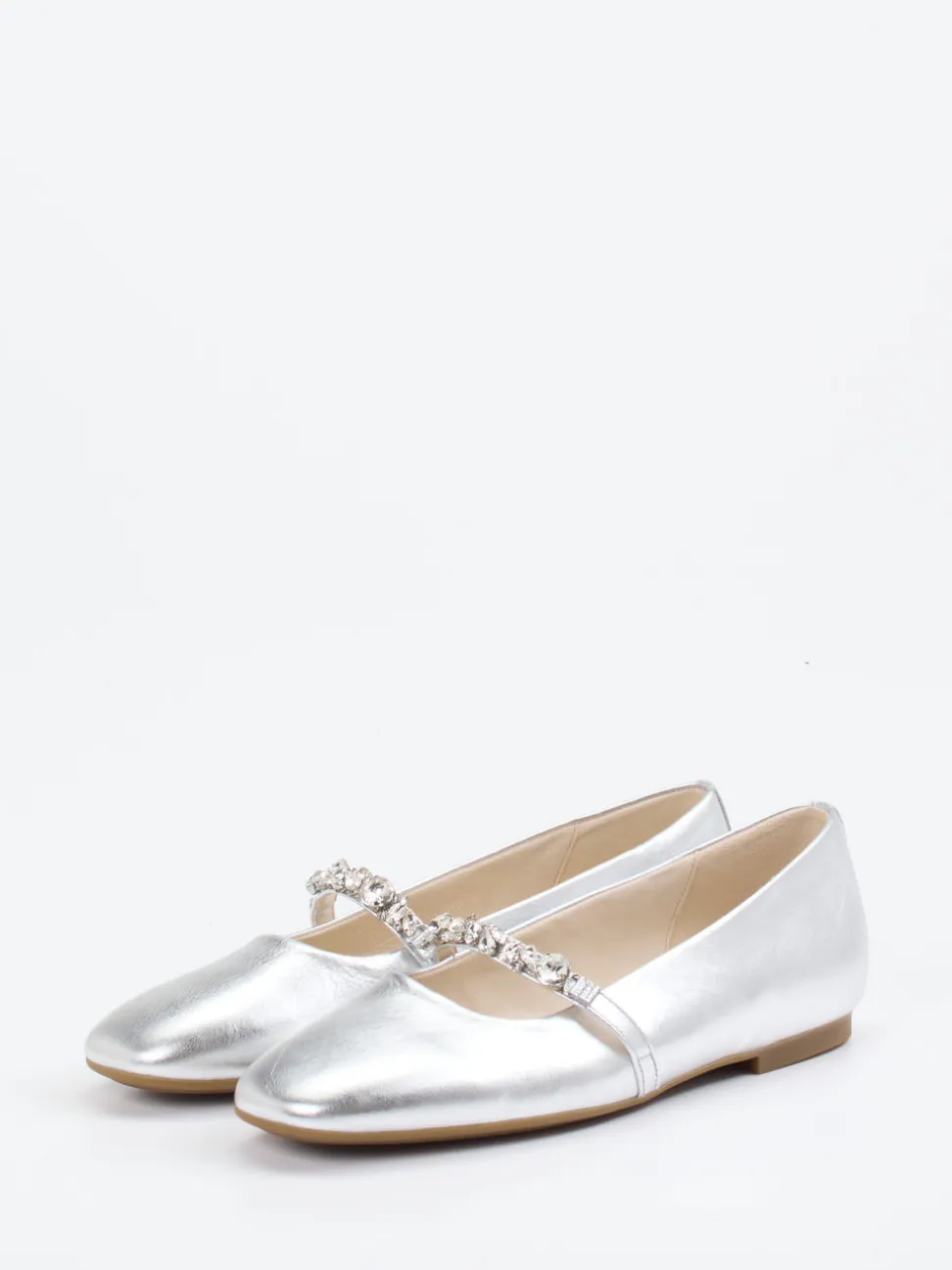 Gabor – Mary Jane Ballerinas aus Metallicleder silber