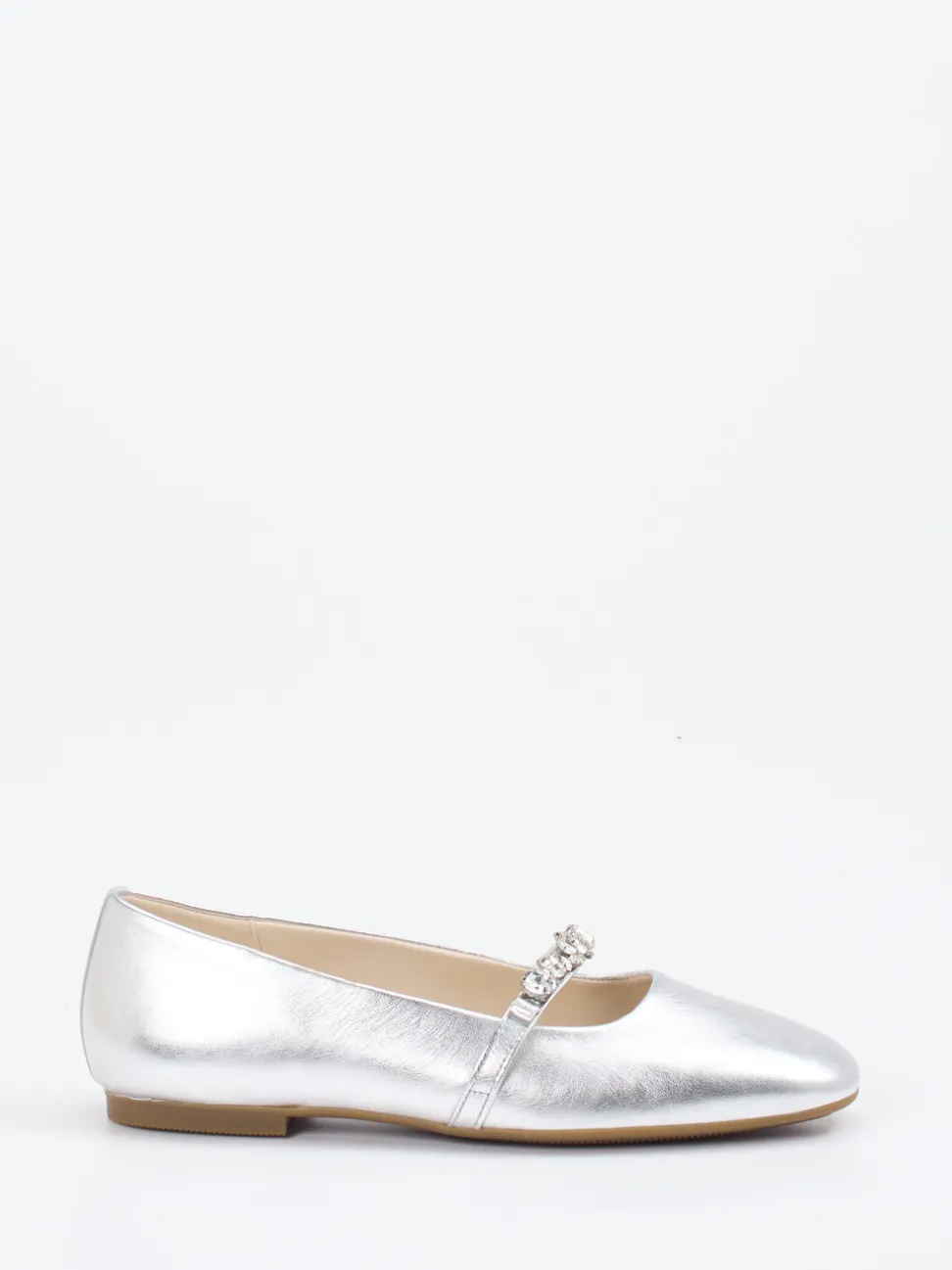 Gabor – Mary Jane Ballerinas aus Metallicleder silber