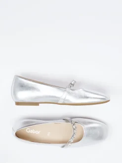 Gabor – Mary Jane Ballerinas aus Metallicleder silber