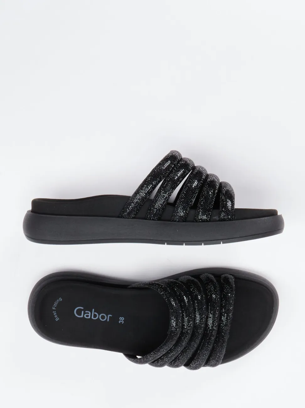 Gabor – Pantolette aus Metallicleder Schwarz
