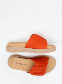 Gabor – Pantolette aus Veloursleder in Tomatenrot