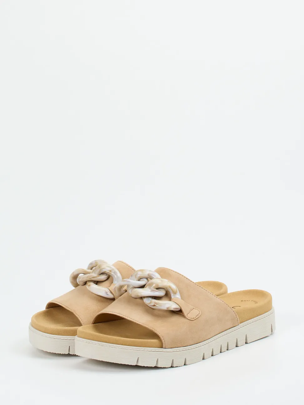 Gabor – Pantolette aus Veloursleder mit Gliederkette