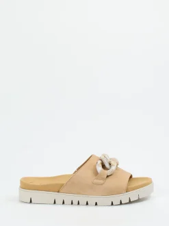 Gabor – Pantolette aus Veloursleder mit Gliederkette