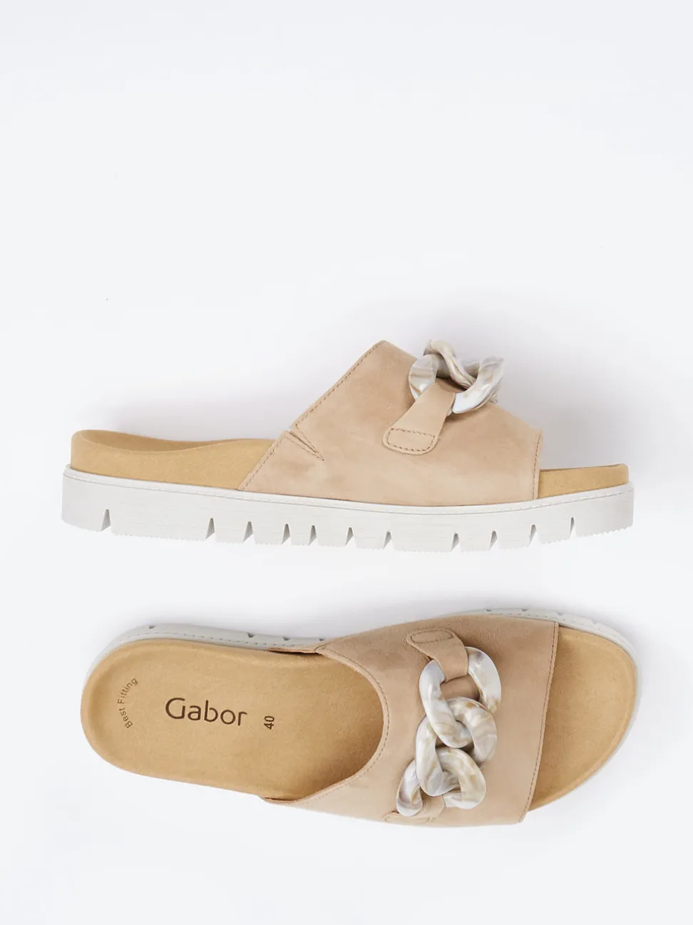 Gabor – Pantolette aus Veloursleder mit Gliederkette