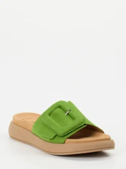 Gabor – Pantolette aus Veloursleder in Grün