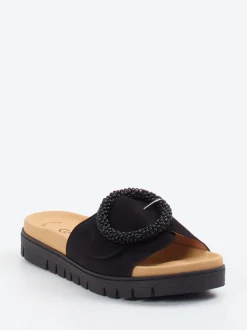 Gabor – Pantolette aus Veloursleder Schwarz
