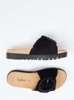 Gabor – Pantolette aus Veloursleder Schwarz