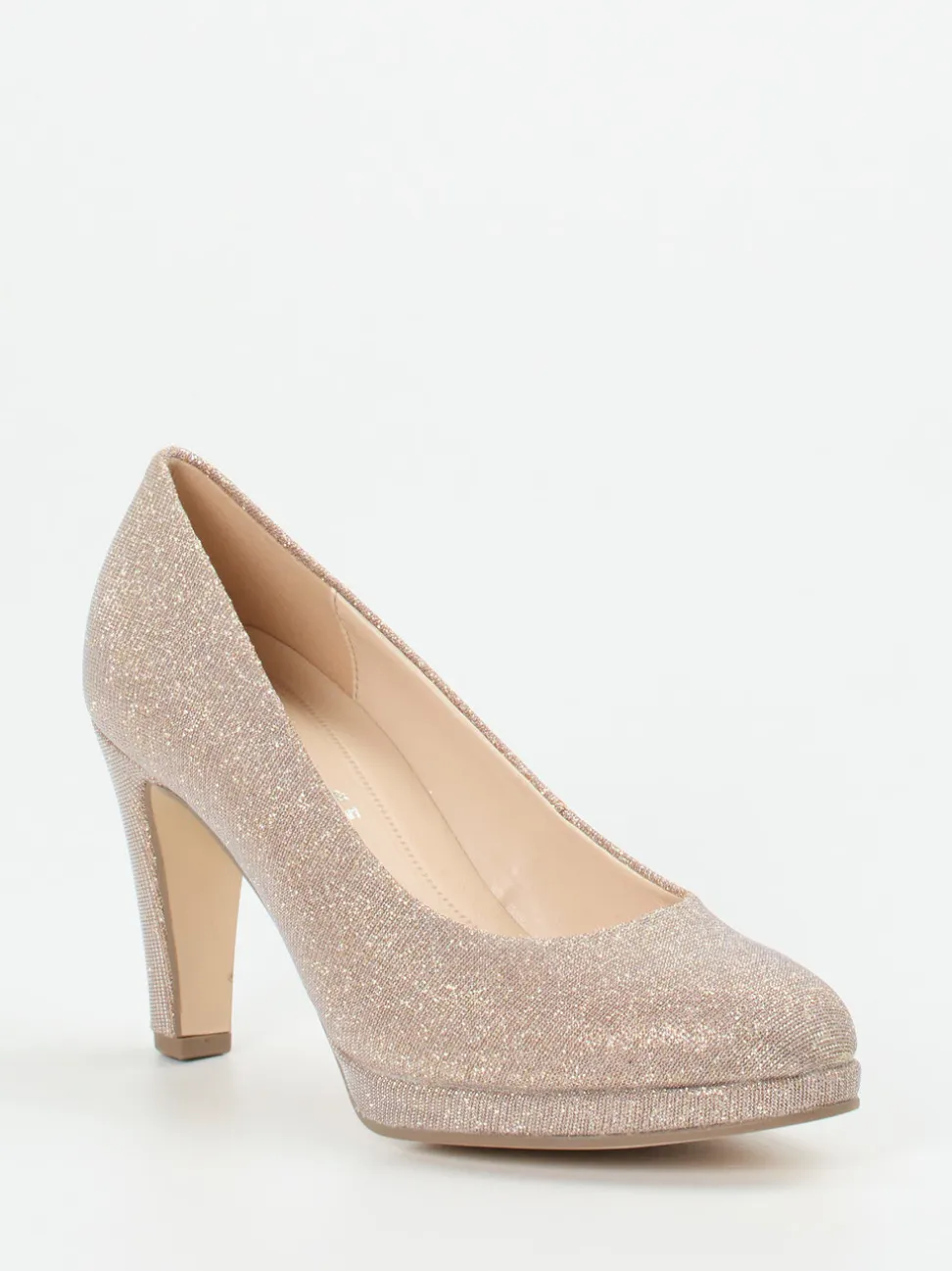 Gabor – Plateau-Pumps aus Metallicleder Champagner
