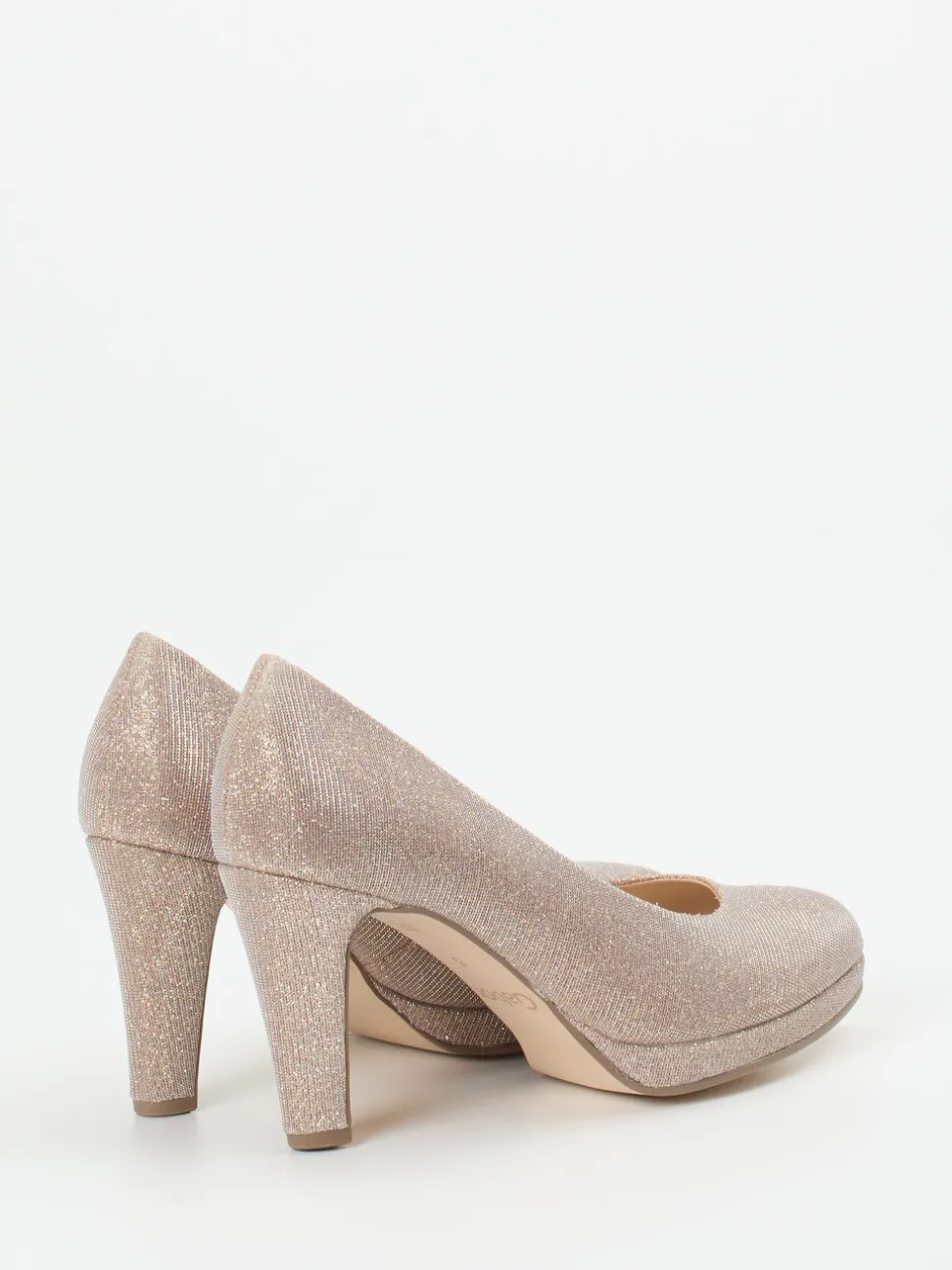 Gabor – Plateau-Pumps aus Metallicleder Champagner