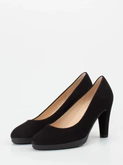 Gabor – Plateau-Pumps aus Veloursleder schwarz