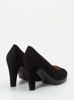 Gabor – Plateau-Pumps aus Veloursleder schwarz