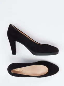 Gabor – Plateau-Pumps aus Veloursleder schwarz
