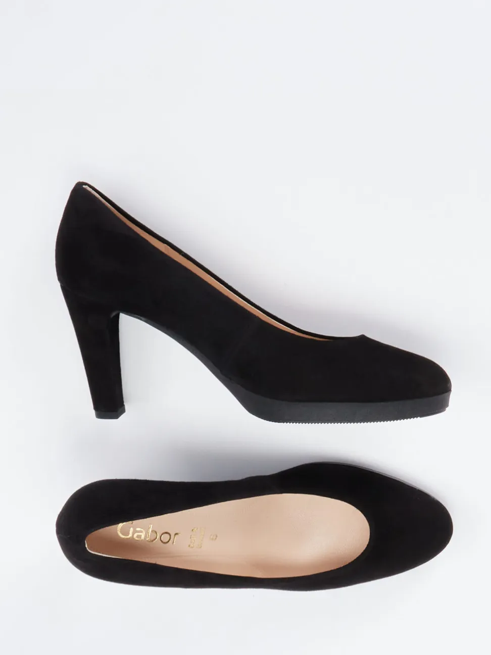 Gabor – Plateau-Pumps aus Veloursleder schwarz