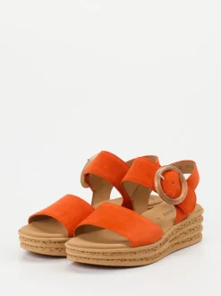Gabor – Plateausandale aus Veloursleder Orange