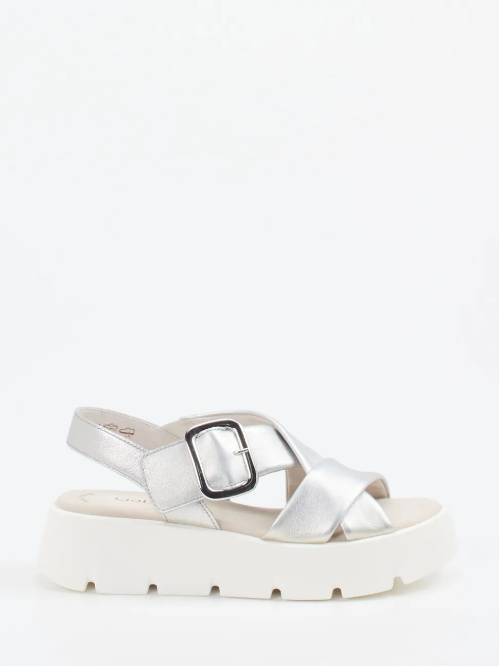 Gabor – Plateau-Sandale aus Metallicleder silber