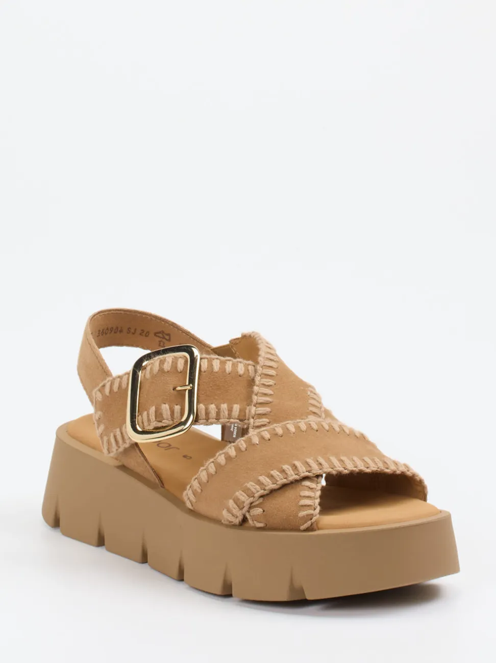 Gabor – Plateau-Sandalen aus Veloursleder sandfarben
