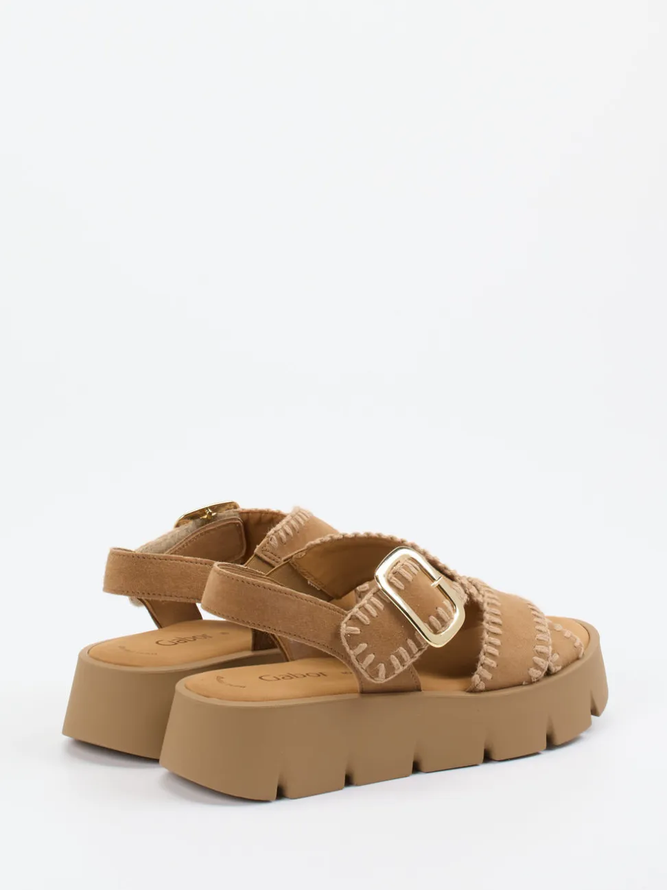 Gabor – Plateau-Sandalen aus Veloursleder sandfarben