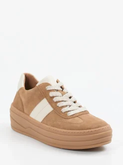 Gabor – Plateau-Sneaker aus Veloursleder karamellbraun