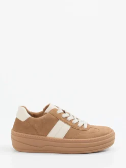 Gabor – Plateau-Sneaker aus Veloursleder karamellbraun