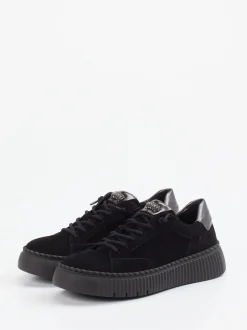 Gabor – Plateau-Sneaker aus Veloursleder Schwarz