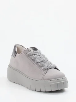 Gabor – Plateau-Sneaker aus Veloursleder Grau