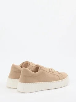 Gabor – Plateau-Sneaker aus Veloursleder beigebraun