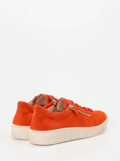 Gabor – Plateau-Sneaker aus Veloursleder Orangerot