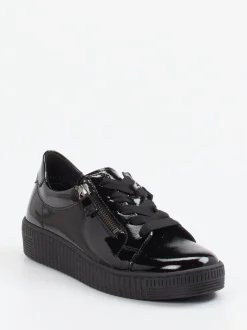 Gabor – Plateau-Sneaker aus schwarzem Lackleder