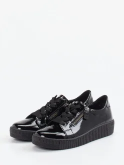 Gabor – Plateau-Sneaker aus schwarzem Lackleder