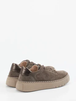 Gabor – Plateau-Sneaker aus Veloursleder Taupe