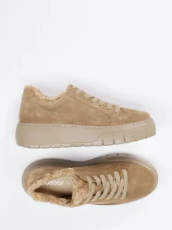 Gabor – Plateau-Sneaker aus Lammleder sandbeige