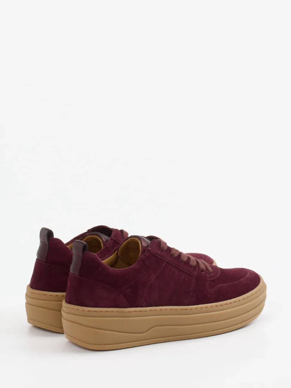 Gabor – Plateau-Sneaker aus Veloursleder bordeauxrot