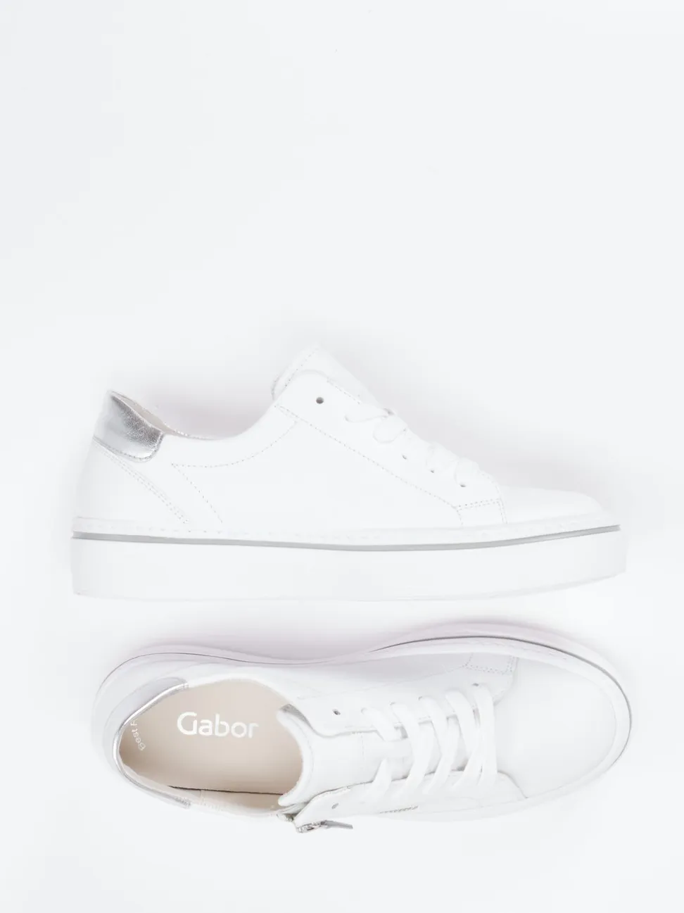 Gabor – Plateau-Sneaker aus Kalbleder weiß
