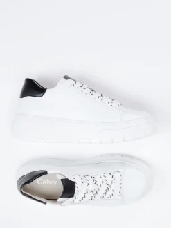 Gabor – Plateau-Sneaker aus Kalbleder weiß
