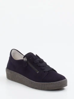 Gabor – Plateau-Sneaker aus Veloursleder Dunkelblau