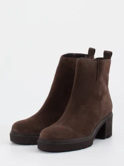 Gabor – Plateau-Stiefelette aus Veloursleder Dunkelbraun