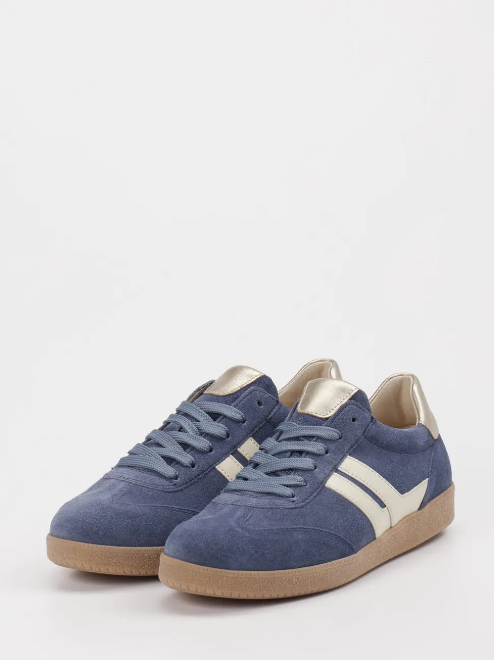 Gabor – Retro-Sneaker aus Velourleder jeansblau