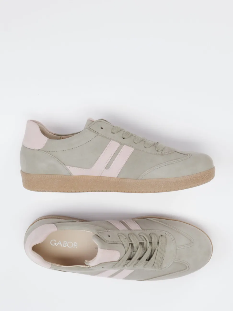 Gabor – Retro-Sneaker aus Veloursleder salbeigrau