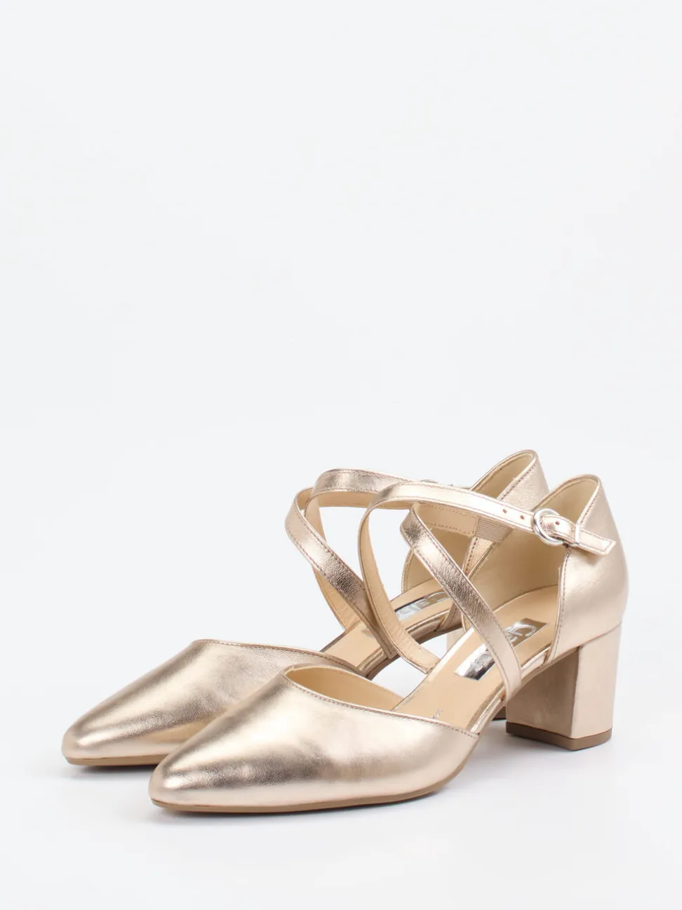 Gabor – Riemchenpumps aus Metallicleder goldfarben