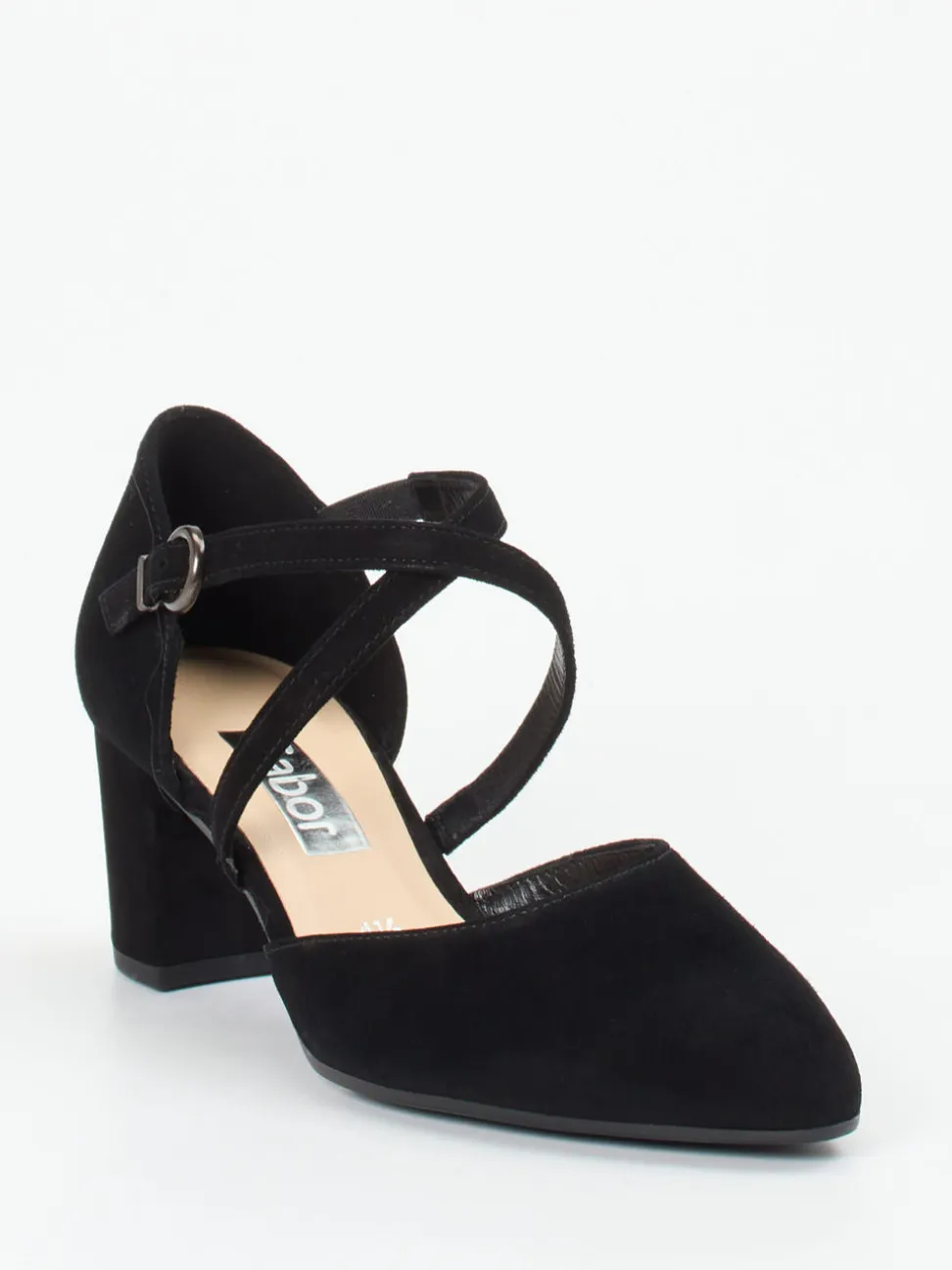 Gabor – Riemchenpumps aus Veloursleder schwarz