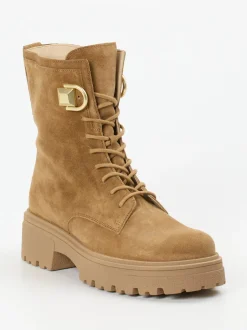 Gabor – Schnürboots aus Veloursleder camelbraun