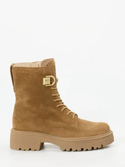 Gabor – Schnürboots aus Veloursleder camelbraun