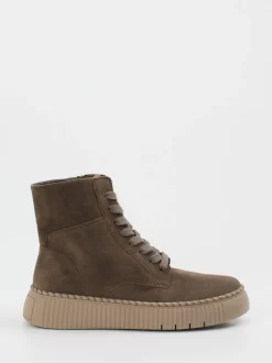 Gabor – Schnürboots aus Veloursleder in Taupe