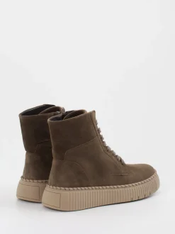 Gabor – Schnürboots aus Veloursleder in Taupe