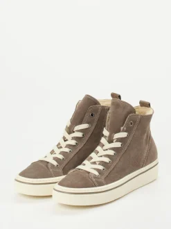 Gabor – Schnürstiefelette aus Veloursleder taupe